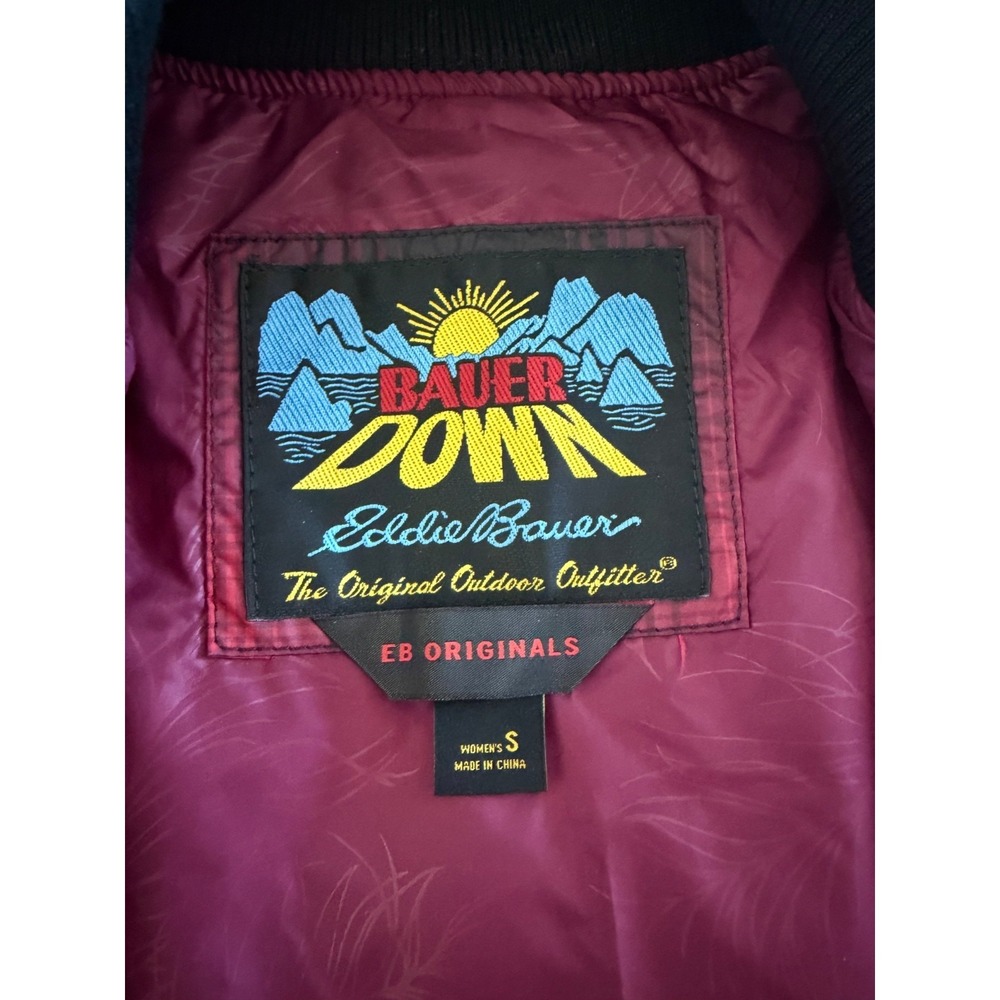 Eddie Bauer Down Packable Quilted Zip Up Vest Pockets Maroon/Black Womens Small - Picture 5 of 12